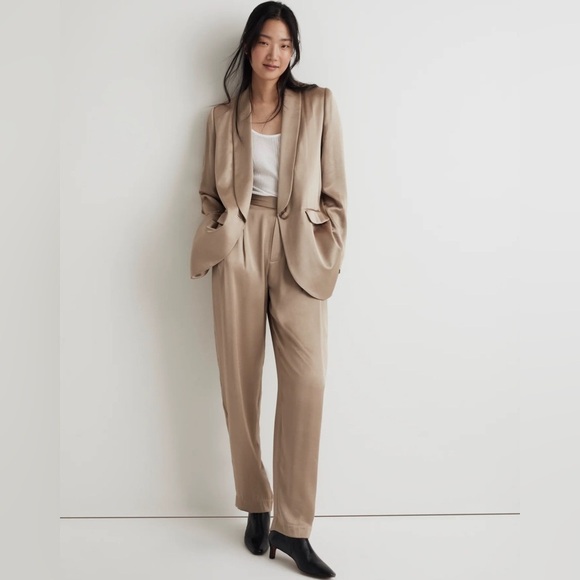 Madewell Gold Satin Oversized Blazer Size 10 - Picture 1 of 13